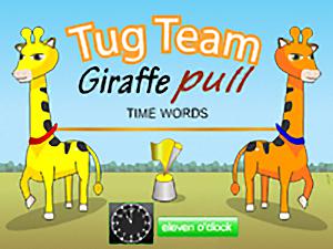 Tug Team Giraffe Pull Time Words