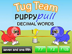 Tug Team Puppy Pull Decimal Words